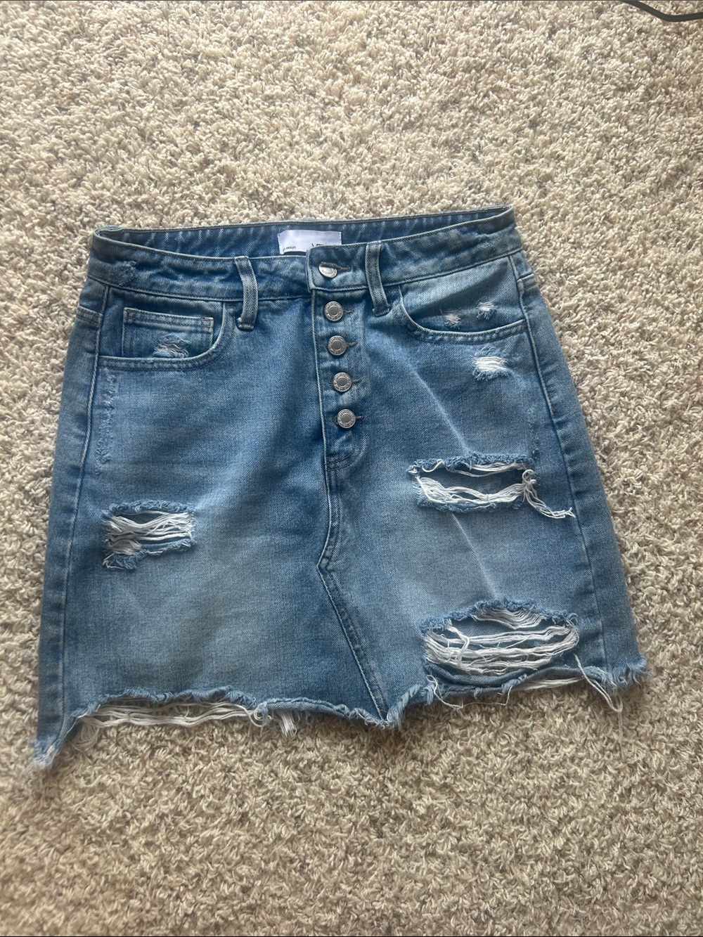 Vervet Distressed 100% Cotton Denim Skirt Size Medium